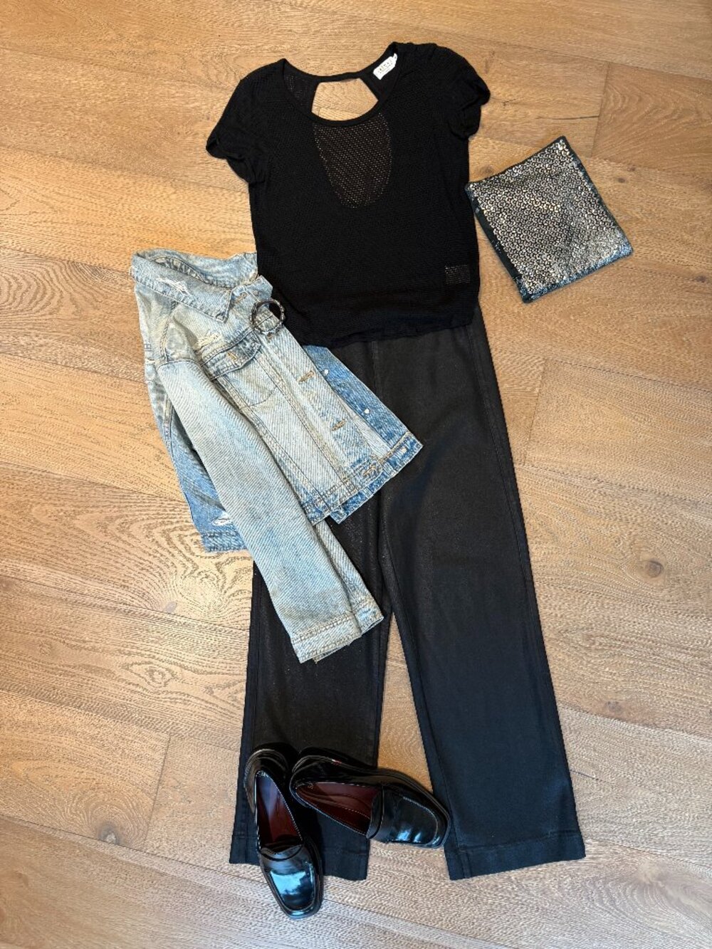Velvet by Graham & Spencer Black Open Cutout Back Mesh Knit Top - Size M